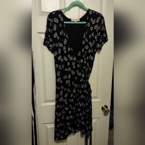 Black Floral Wrap Dress